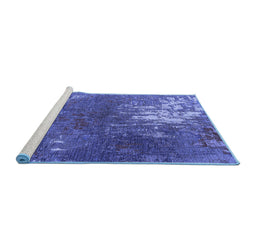 Sideview of Machine Washable Oriental Blue Industrial Rug, wshurb2745blu