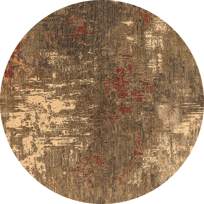 Round Oriental Brown Industrial Rug, urb2745brn