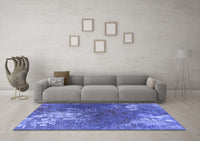 Machine Washable Oriental Blue Industrial Rug, wshurb2745blu