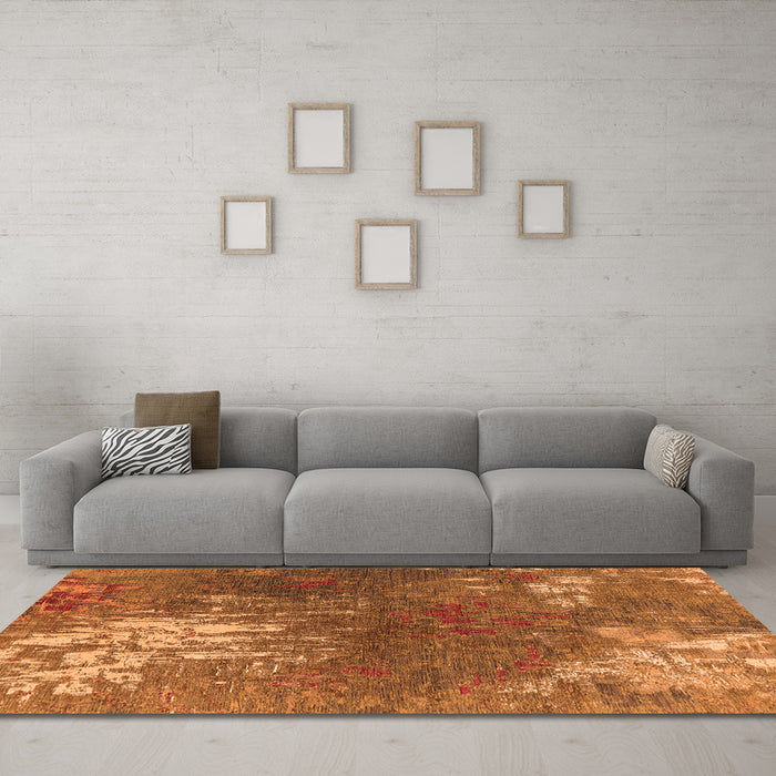 Machine Washable Oriental Orange Industrial Area Rugs in a Living Room, wshurb2745org