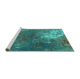Sideview of Machine Washable Oriental Turquoise Industrial Area Rugs, wshurb2745turq