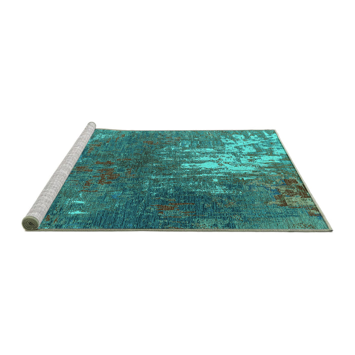 Sideview of Machine Washable Oriental Turquoise Industrial Area Rugs, wshurb2745turq