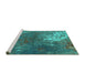 Sideview of Machine Washable Oriental Turquoise Industrial Area Rugs, wshurb2745turq