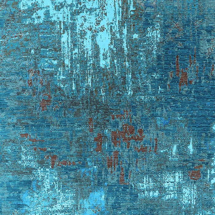 Machine Washable Oriental Light Blue Industrial Rug, wshurb2745lblu