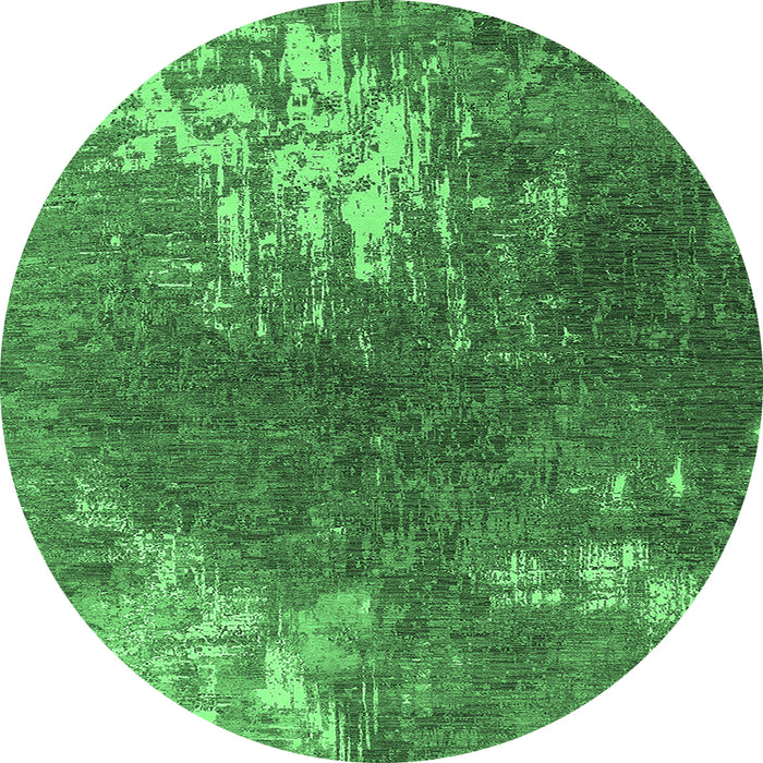 Round Oriental Emerald Green Industrial Rug, urb2745emgrn