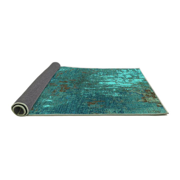 Sideview of Oriental Turquoise Industrial Rug, urb2745turq