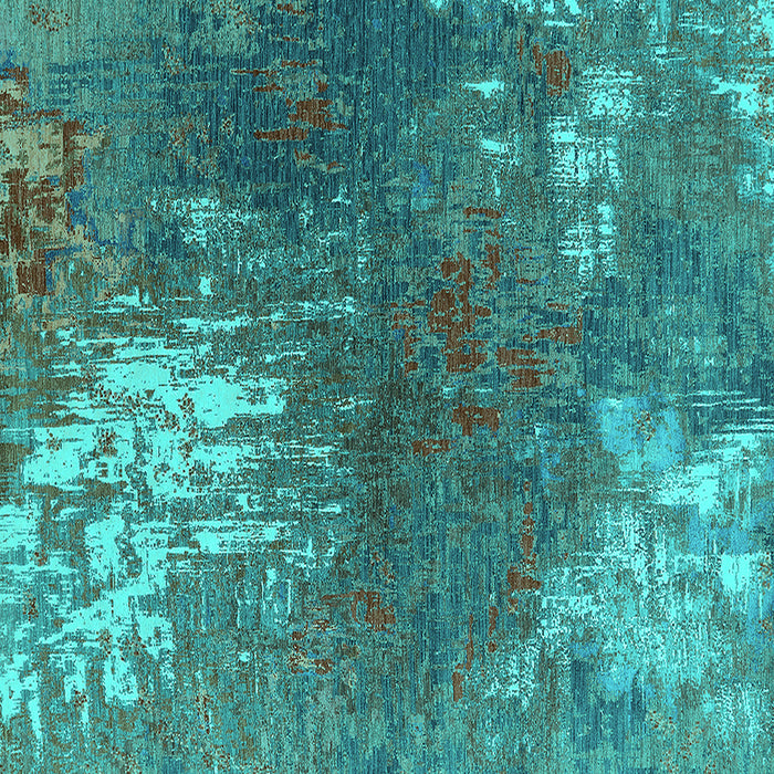 Square Oriental Turquoise Industrial Rug, urb2745turq