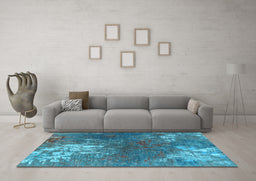 Machine Washable Oriental Light Blue Industrial Rug in a Living Room, wshurb2745lblu