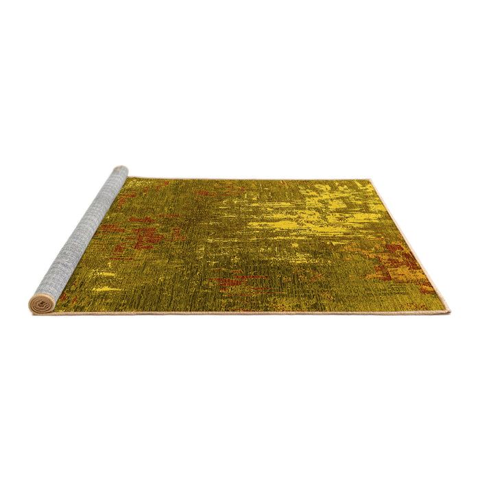 Sideview of Machine Washable Oriental Yellow Industrial Rug, wshurb2745yw