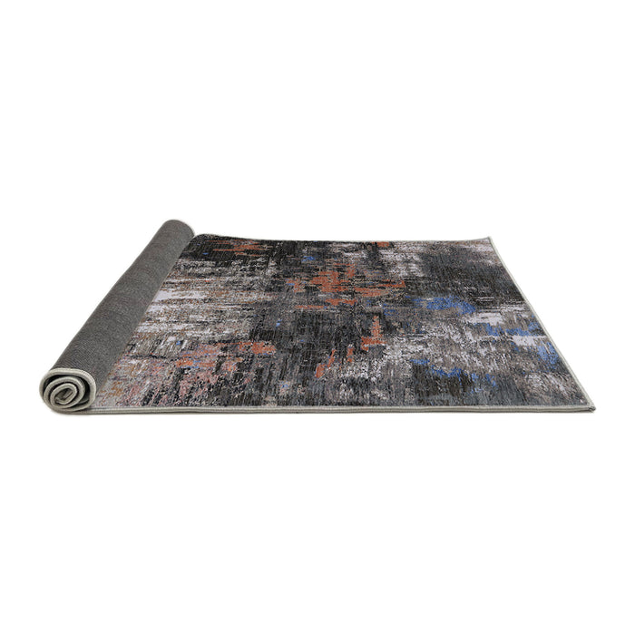 Sideview of Mid-Century Modern Charcoal Gray Oriental Rug, urb2746