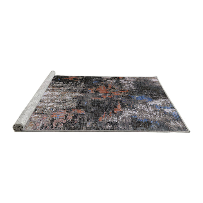 Sideview of Machine Washable Industrial Modern Western Charcoal Gray Rug, wshurb2746
