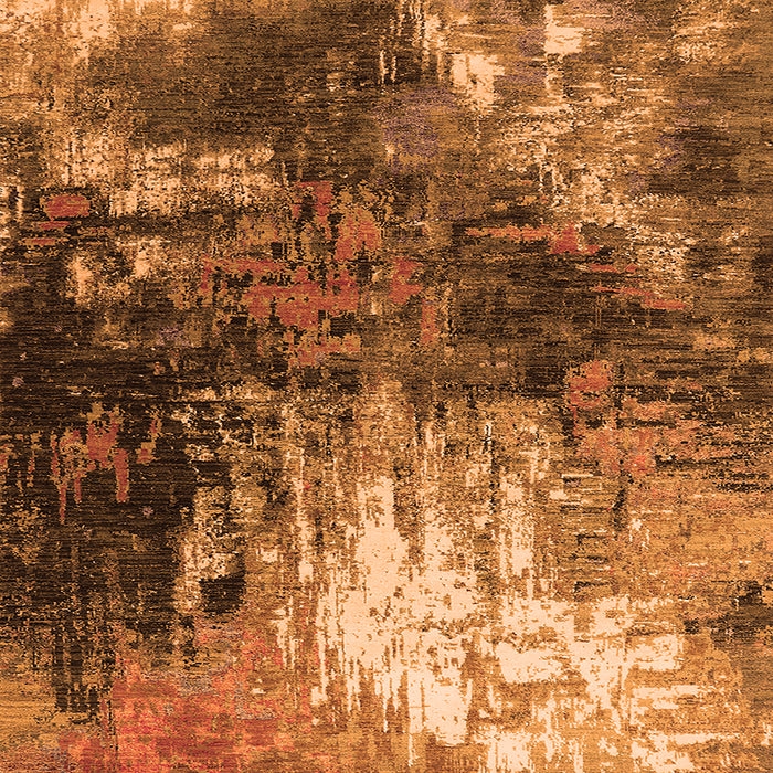 Square Machine Washable Oriental Orange Industrial Area Rugs, wshurb2746org