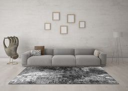 Machine Washable Oriental Gray Industrial Rug in a Living Room,, wshurb2746gry