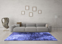 Machine Washable Oriental Blue Industrial Rug, wshurb2746blu