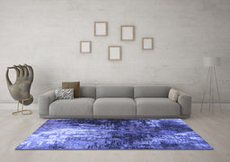 Machine Washable Oriental Blue Industrial Rug in a Living Room, wshurb2746blu