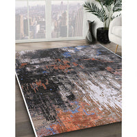 Mid-Century Modern Charcoal Gray Oriental Rug, urb2746