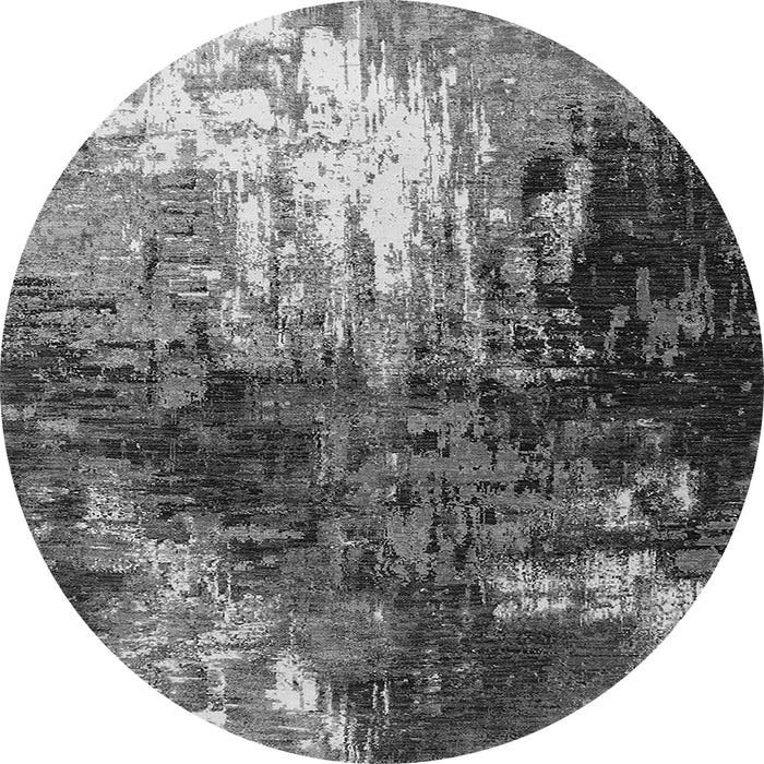 Round Oriental Gray Industrial Rug, urb2746gry