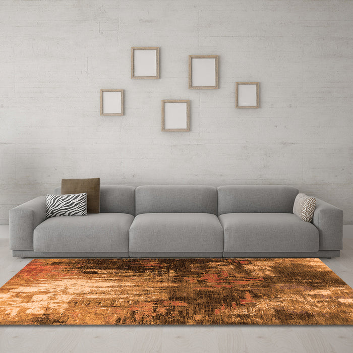 Machine Washable Oriental Orange Industrial Area Rugs in a Living Room, wshurb2746org