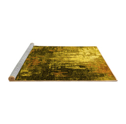 Sideview of Machine Washable Oriental Yellow Industrial Rug, wshurb2746yw