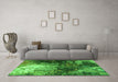 Machine Washable Oriental Green Industrial Area Rugs in a Living Room,, wshurb2746grn