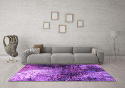 Machine Washable Oriental Purple Industrial Area Rugs in a Living Room, wshurb2746pur
