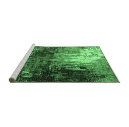 Sideview of Machine Washable Oriental Emerald Green Industrial Area Rugs, wshurb2746emgrn