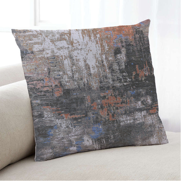 Lifestyle Image of Mid-Century Modern Urban Square Western Charcoal Gray Throw Pillow, 18 inch by 18 inch, pwurb2746
