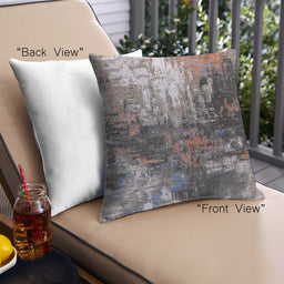 Front View of Mid-Century Modern Urban Square Western Charcoal Gray Throw Pillow, 18 inch by 18 inch, pwurb2746