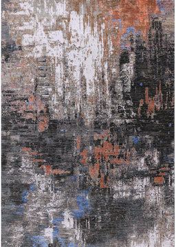 Mid-Century Modern Charcoal Gray Oriental Rug, urb2746