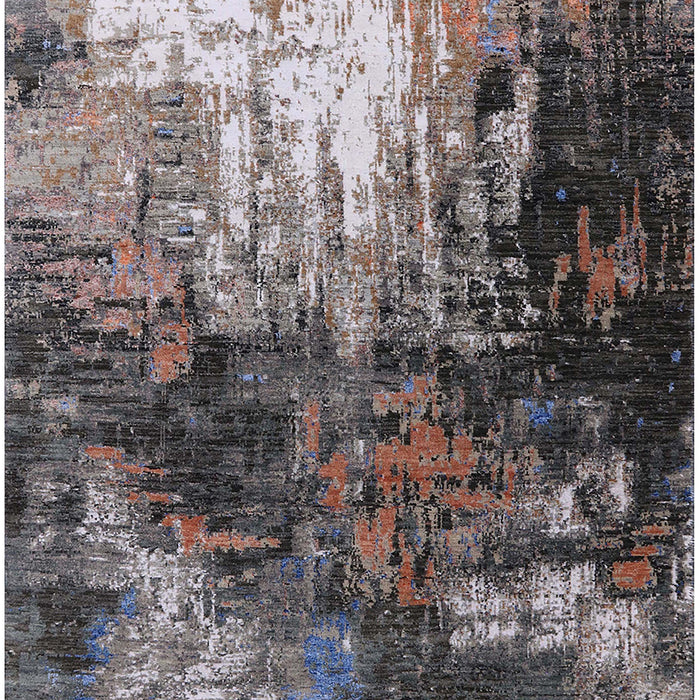 Mid-Century Modern Charcoal Gray Oriental Rug, urb2746