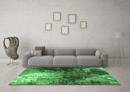 Machine Washable Oriental Emerald Green Industrial Area Rugs in a Living Room,, wshurb2746emgrn