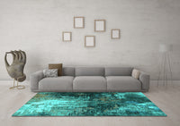 Machine Washable Oriental Turquoise Industrial Rug, wshurb2746turq