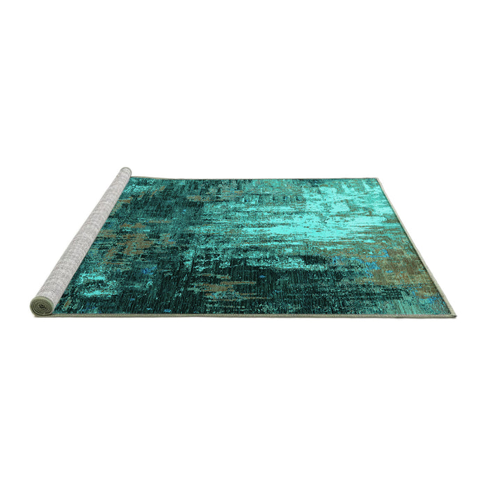 Sideview of Machine Washable Oriental Turquoise Industrial Area Rugs, wshurb2746turq