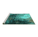 Sideview of Machine Washable Oriental Turquoise Industrial Area Rugs, wshurb2746turq