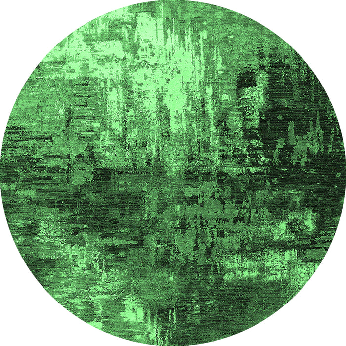 Round Oriental Emerald Green Industrial Rug, urb2746emgrn
