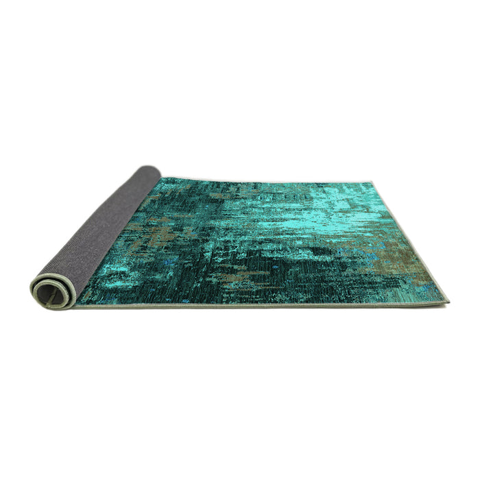 Sideview of Oriental Turquoise Industrial Rug, urb2746turq
