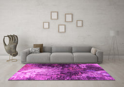Machine Washable Oriental Pink Industrial Rug in a Living Room, wshurb2746pnk