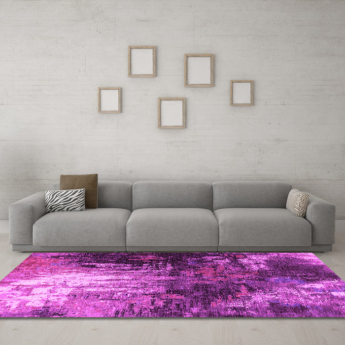 Machine Washable Oriental Pink Industrial Rug in a Living Room, wshurb2746pnk