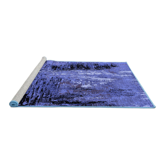 Sideview of Machine Washable Oriental Blue Industrial Rug, wshurb2747blu