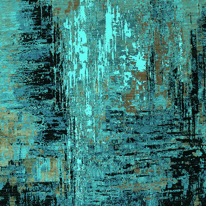 Machine Washable Oriental Turquoise Industrial Area Rugs, wshurb2747turq