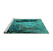 Sideview of Machine Washable Oriental Turquoise Industrial Area Rugs, wshurb2747turq