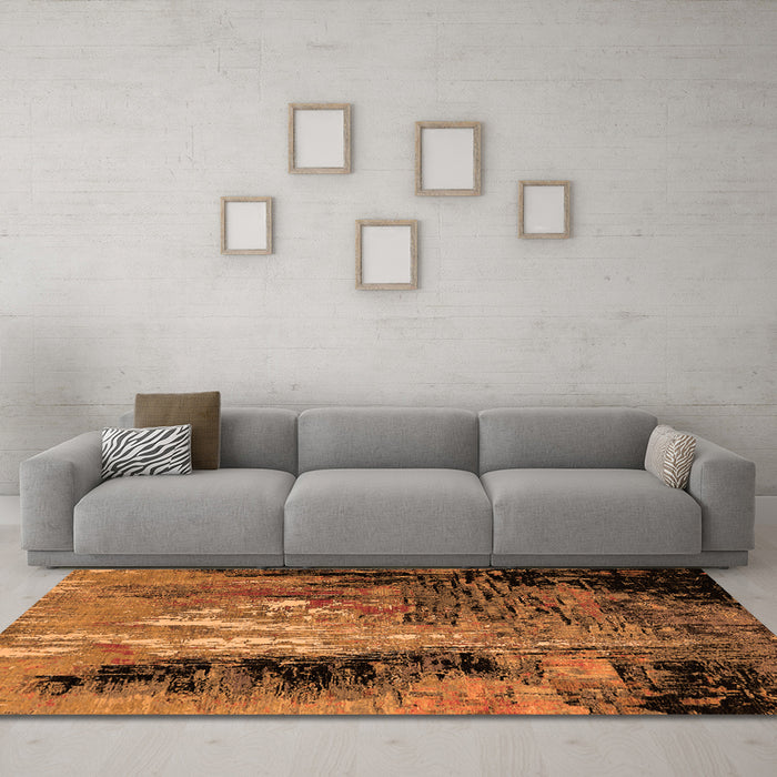 Machine Washable Oriental Orange Industrial Area Rugs in a Living Room, wshurb2747org