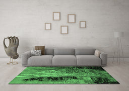 Machine Washable Oriental Emerald Green Industrial Area Rugs in a Living Room,, wshurb2747emgrn