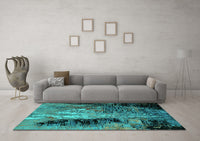 Machine Washable Oriental Turquoise Industrial Rug, wshurb2747turq