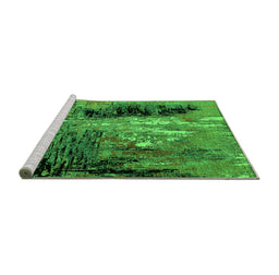 Sideview of Machine Washable Oriental Green Industrial Area Rugs, wshurb2747grn
