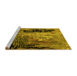 Sideview of Machine Washable Oriental Yellow Industrial Rug, wshurb2747yw