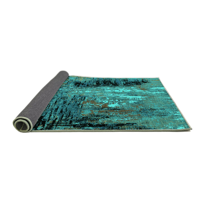 Sideview of Oriental Turquoise Industrial Rug, urb2747turq