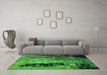 Machine Washable Oriental Green Industrial Area Rugs in a Living Room,, wshurb2747grn