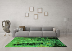 Machine Washable Oriental Green Industrial Area Rugs in a Living Room,, wshurb2747grn