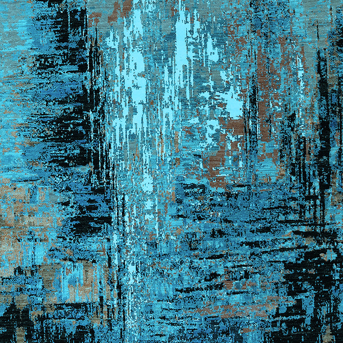 Machine Washable Oriental Light Blue Industrial Rug, wshurb2747lblu